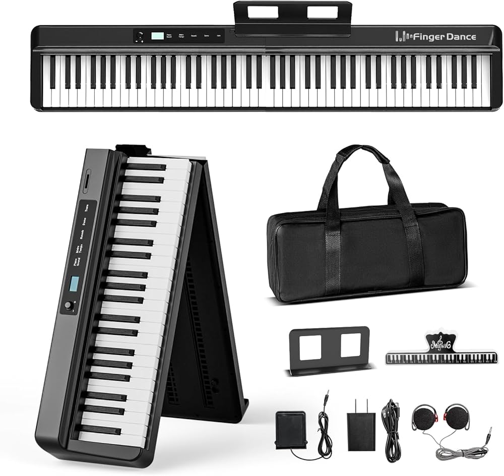 Finger Dance 88鍵盤 折り畳み式 電子ピアノ Finger Dance Folding Piano 88 Key Keyboard Pro, [ Upgrade